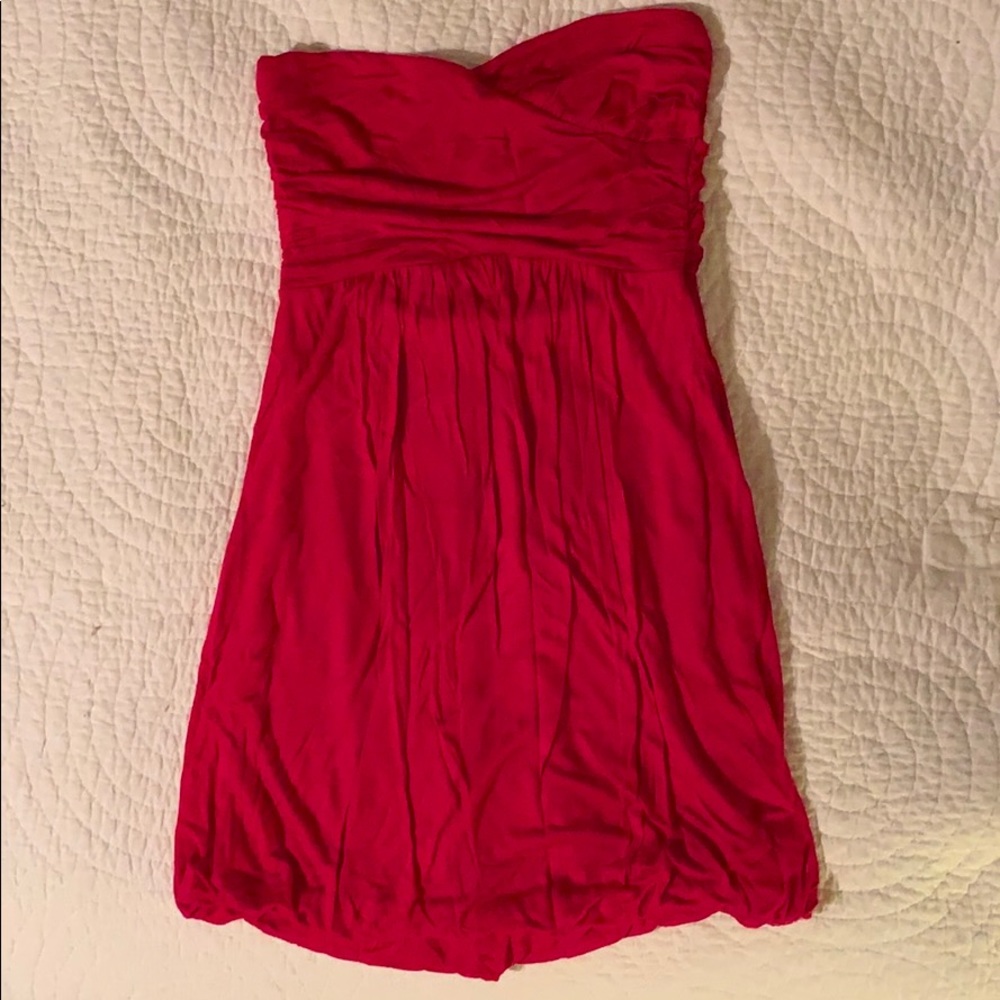 Pink strapless sundress with bubble hem
